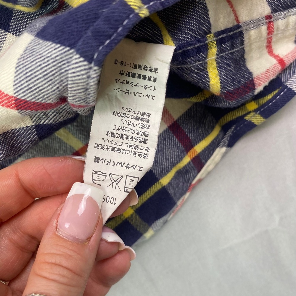 L.L. LL Bean Scotch Plaid Flannel Shirt Mens XL Tall Blue Red Yellow Button Down - Picture 8 of 13